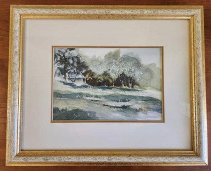 Winter Watercolor Art Print - Snow Scene Landscape by David Nichols