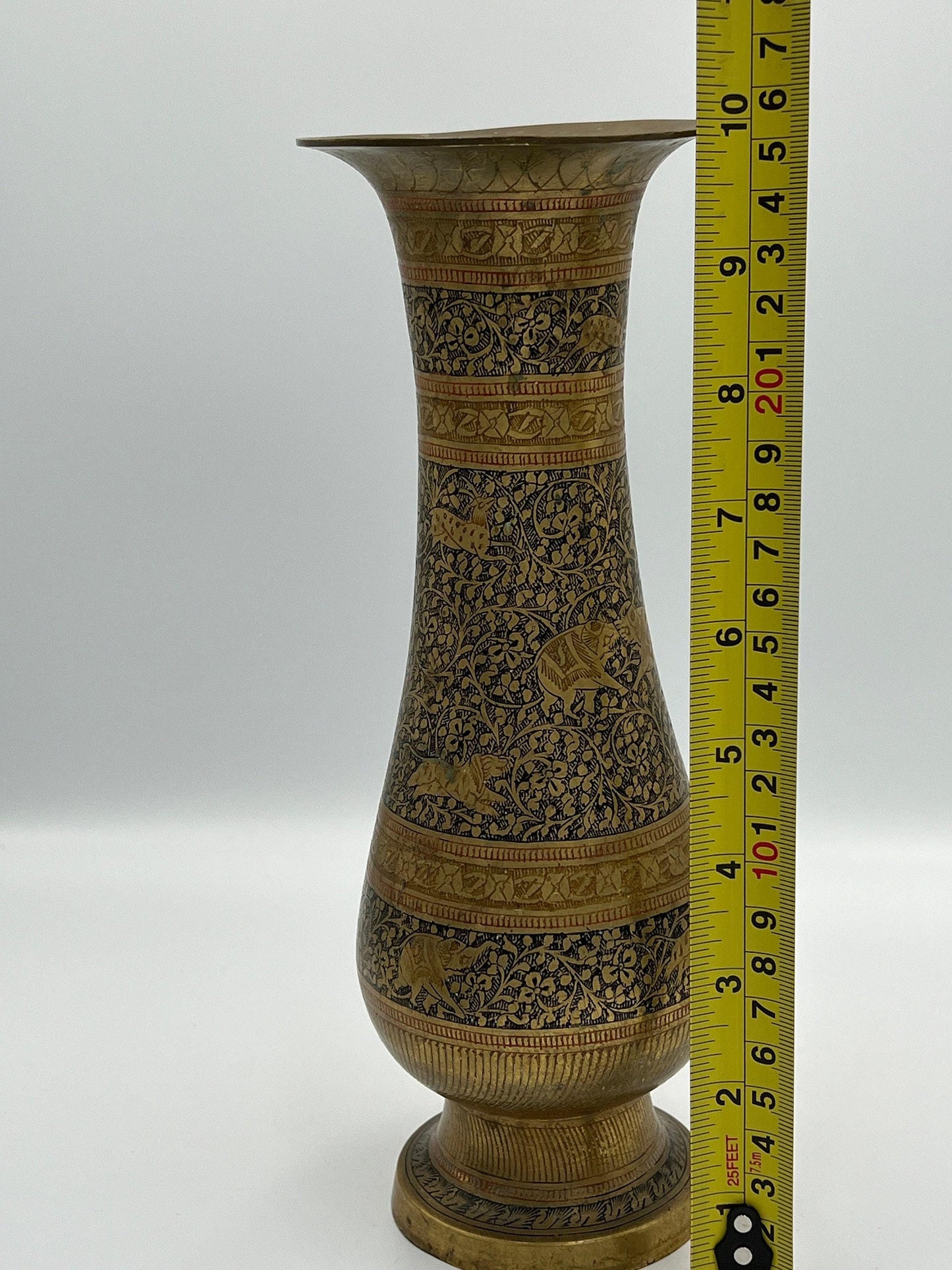 Vintage Brass Vase, Rustic Shape (10" Tall, Handmade)