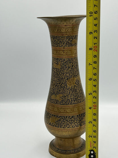 Vintage Brass Vase, Rustic Shape (10" Tall, Handmade)
