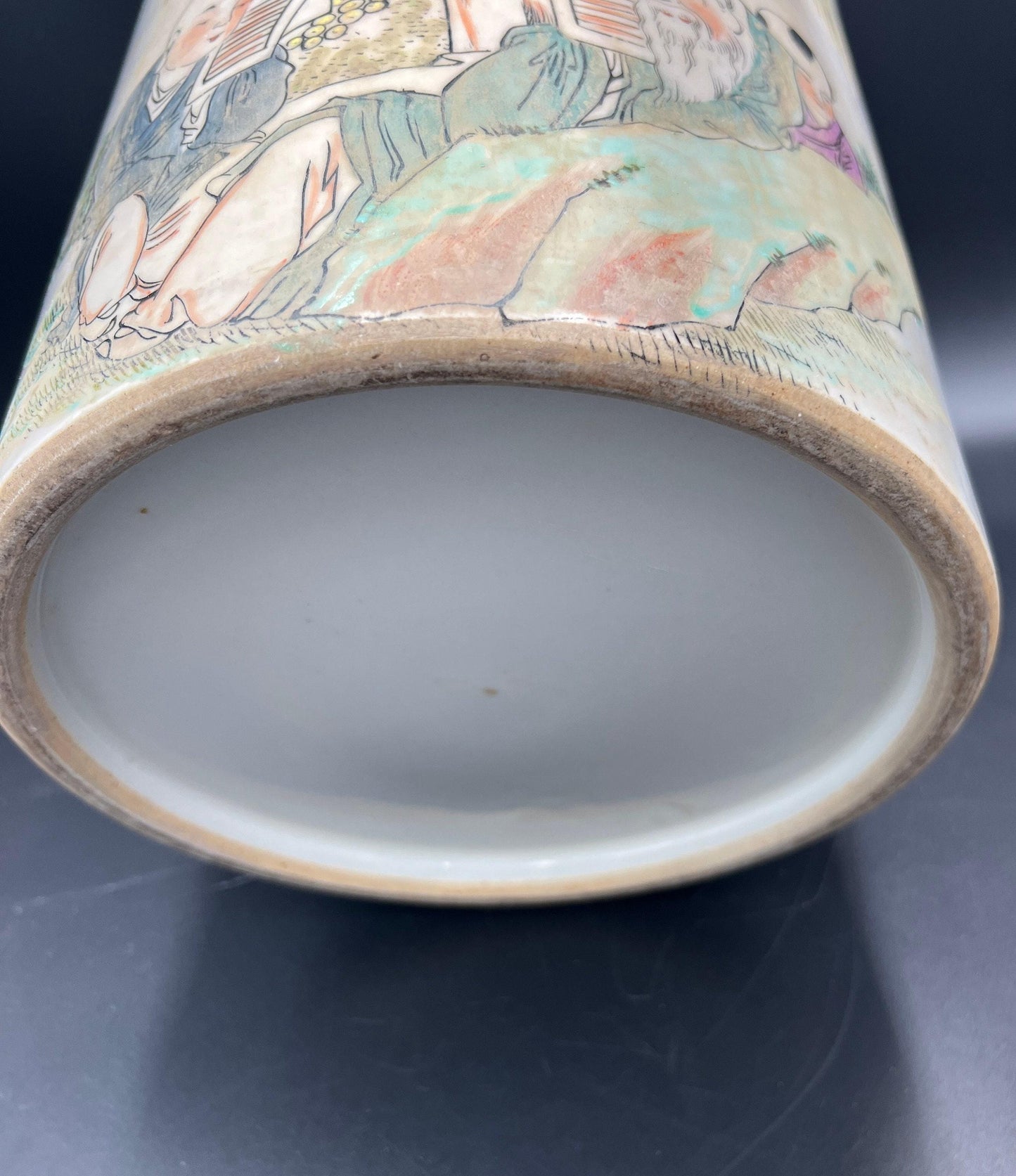 Chinese Brush Pot: Famille Verte Enameled Porcelain - Signed & Sealed
