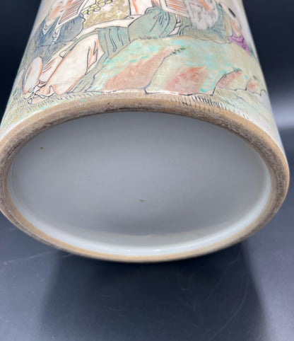 Chinese Brush Pot: Famille Verte Enameled Porcelain - Signed & Sealed