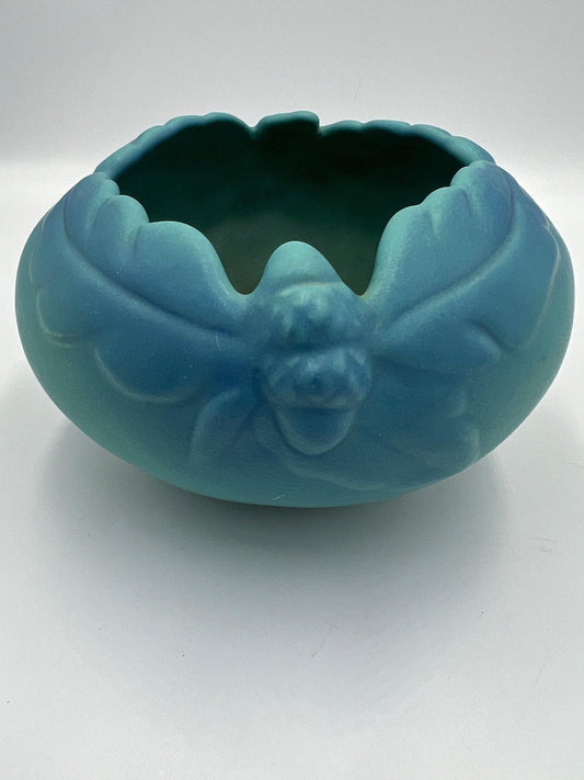 Van Briggle Matte Blue Oak Leaf Acorn Bowl