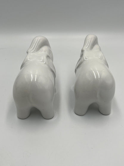Salt and Pepper Shakers: Vintage Elephant Design - Ceramic White