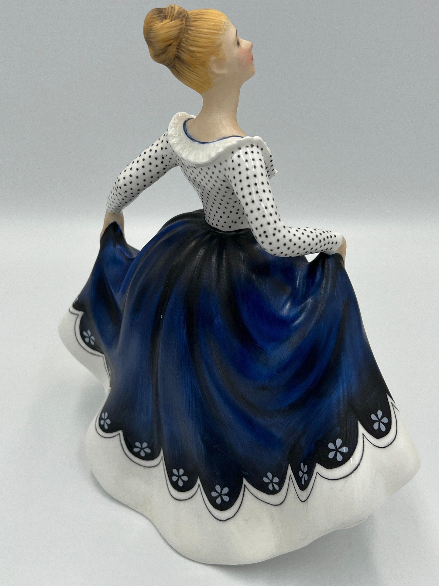 Vintage Royal Doulton Lisa Figurine: Blue Floral Skirt, Hand Painted