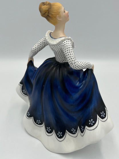 Vintage Royal Doulton Lisa Figurine: Blue Floral Skirt, Hand Painted
