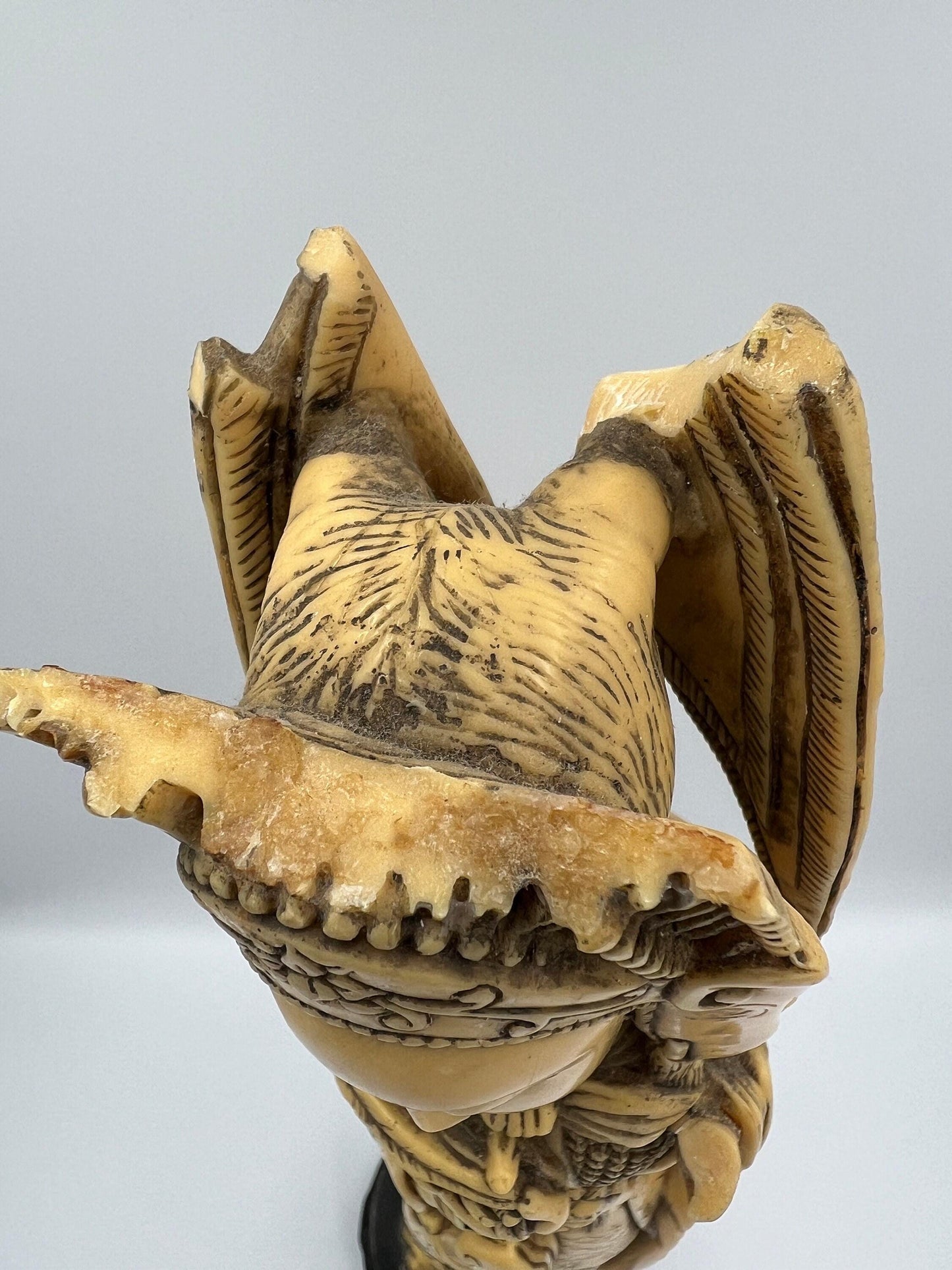 Guanyin Resin Statue: Japanese Style - Pierced Zitan Wood Base