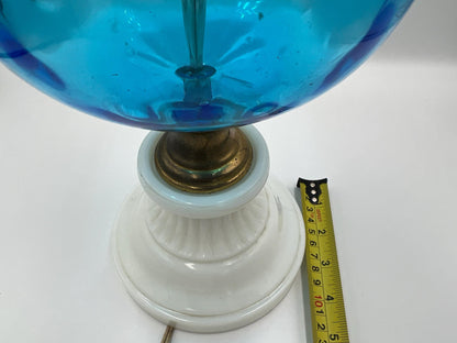 Hurricane Lamp - Blue and milk glass. Vintage!