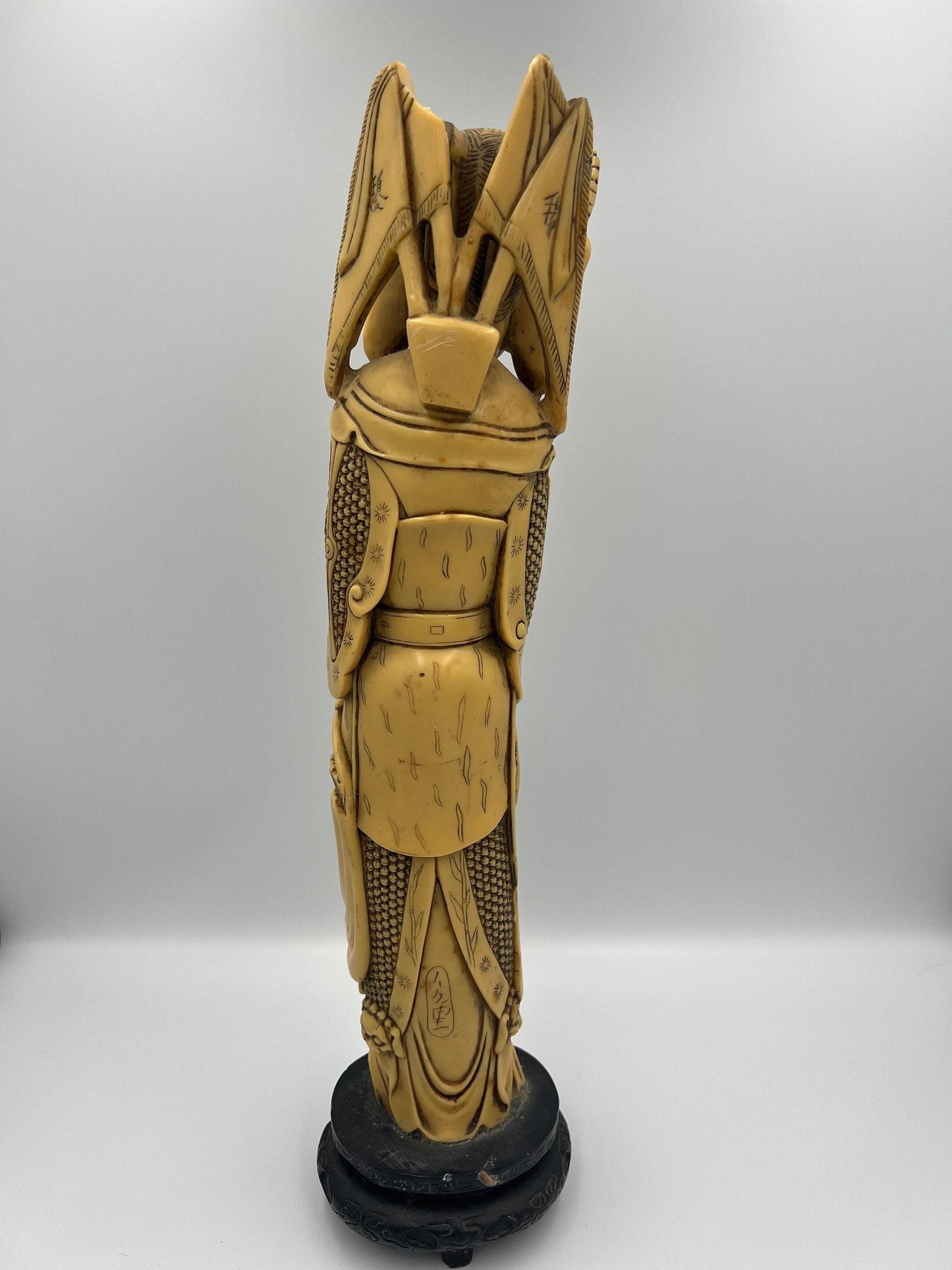 Guanyin Resin Statue: Japanese Style - Pierced Zitan Wood Base