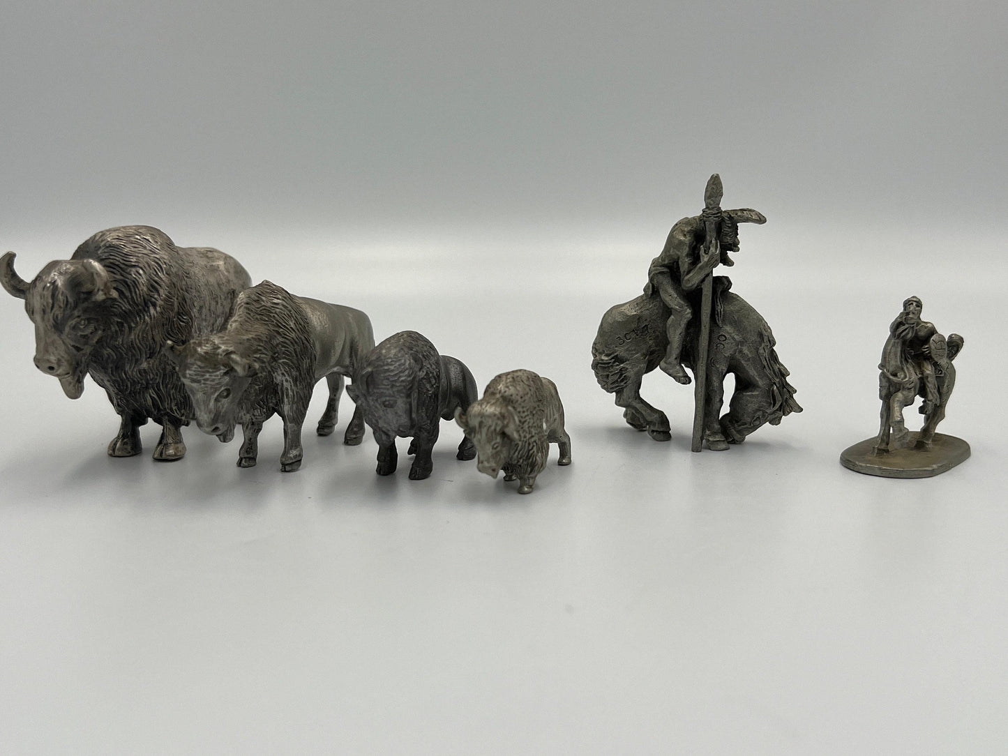 Western Pewter Figurines, Buffalo and Soldier, End of the Trail (Vintage Art)