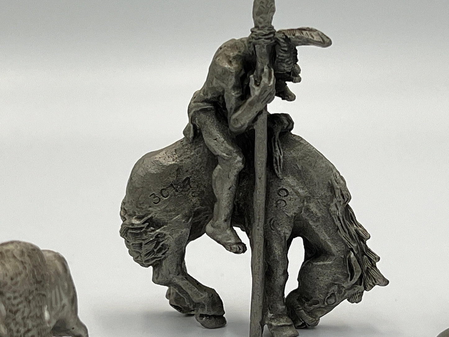 Western Pewter Figurines, Buffalo and Soldier, End of the Trail (Vintage Art)
