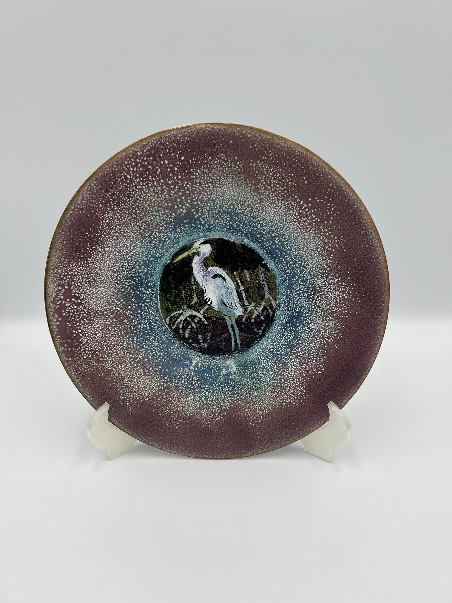 Vintage G Stoughton Art Plates - Hand Painted Crane Design