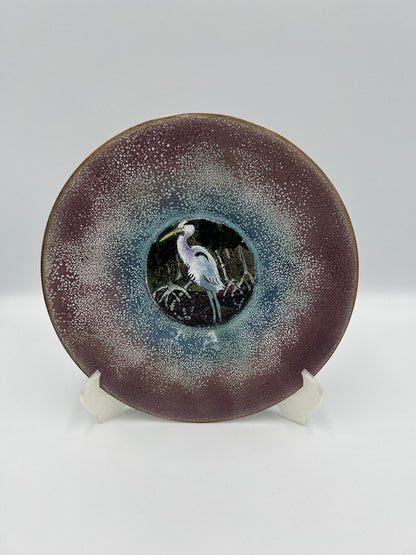 Vintage G Stoughton Art Plates - Hand Painted Crane Design