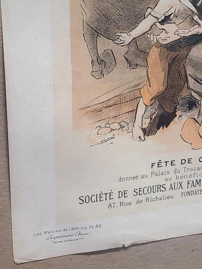 Jules Cheret Lithograph Print: 1897 Fete de Charite, Embossed Seal