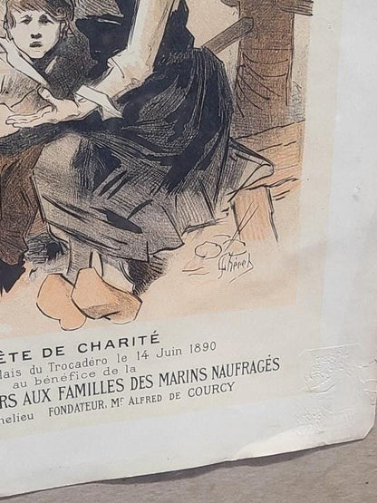 Jules Cheret Lithograph Print: 1897 Fete de Charite, Embossed Seal