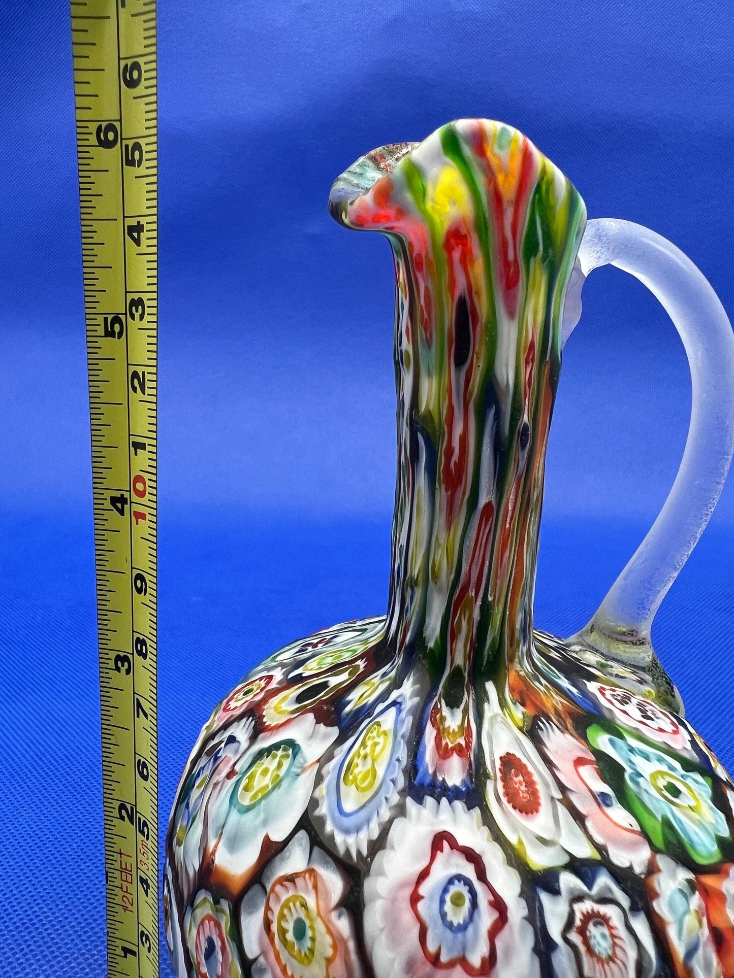 Vintage Murano Millefiori Cruet: Hand Blown Italian Art Glass