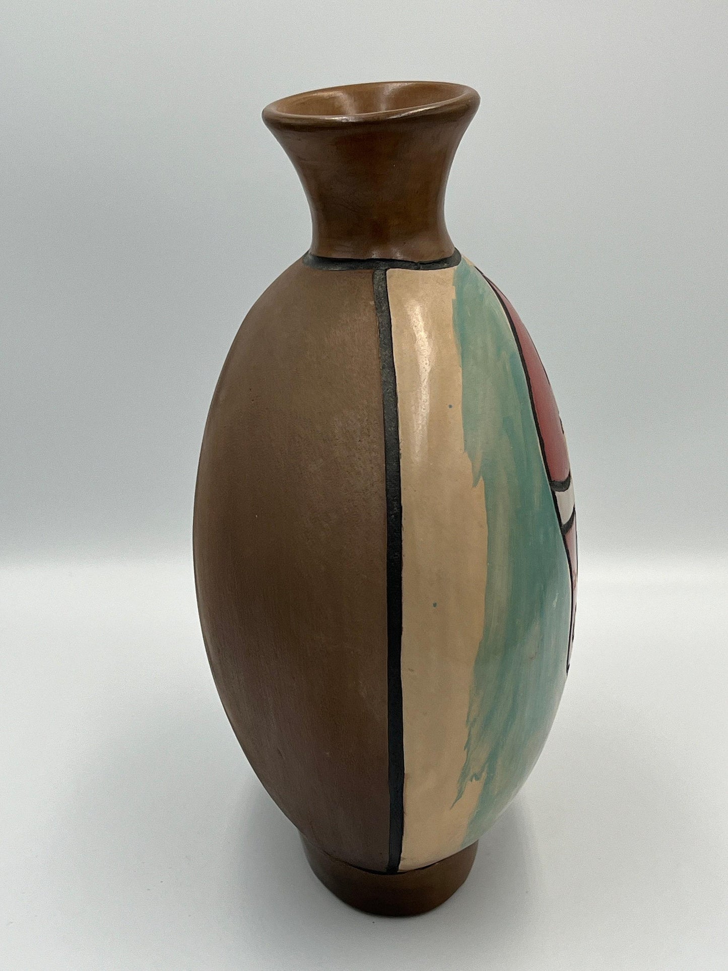 Abstract Face Vase: Peruvian Chulucanas Pottery - Rustic Ceramic