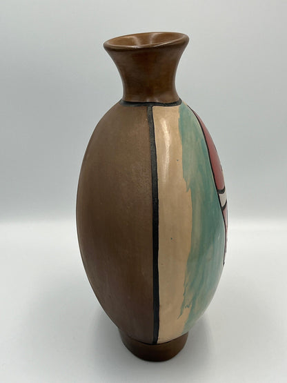 Abstract Face Vase: Peruvian Chulucanas Pottery - Rustic Ceramic