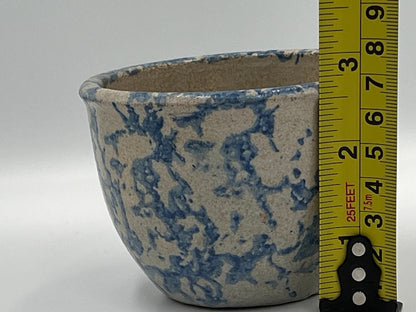 Primitive Salt Glazed Pot, Blue and White Rustic Style (3" Small Size)