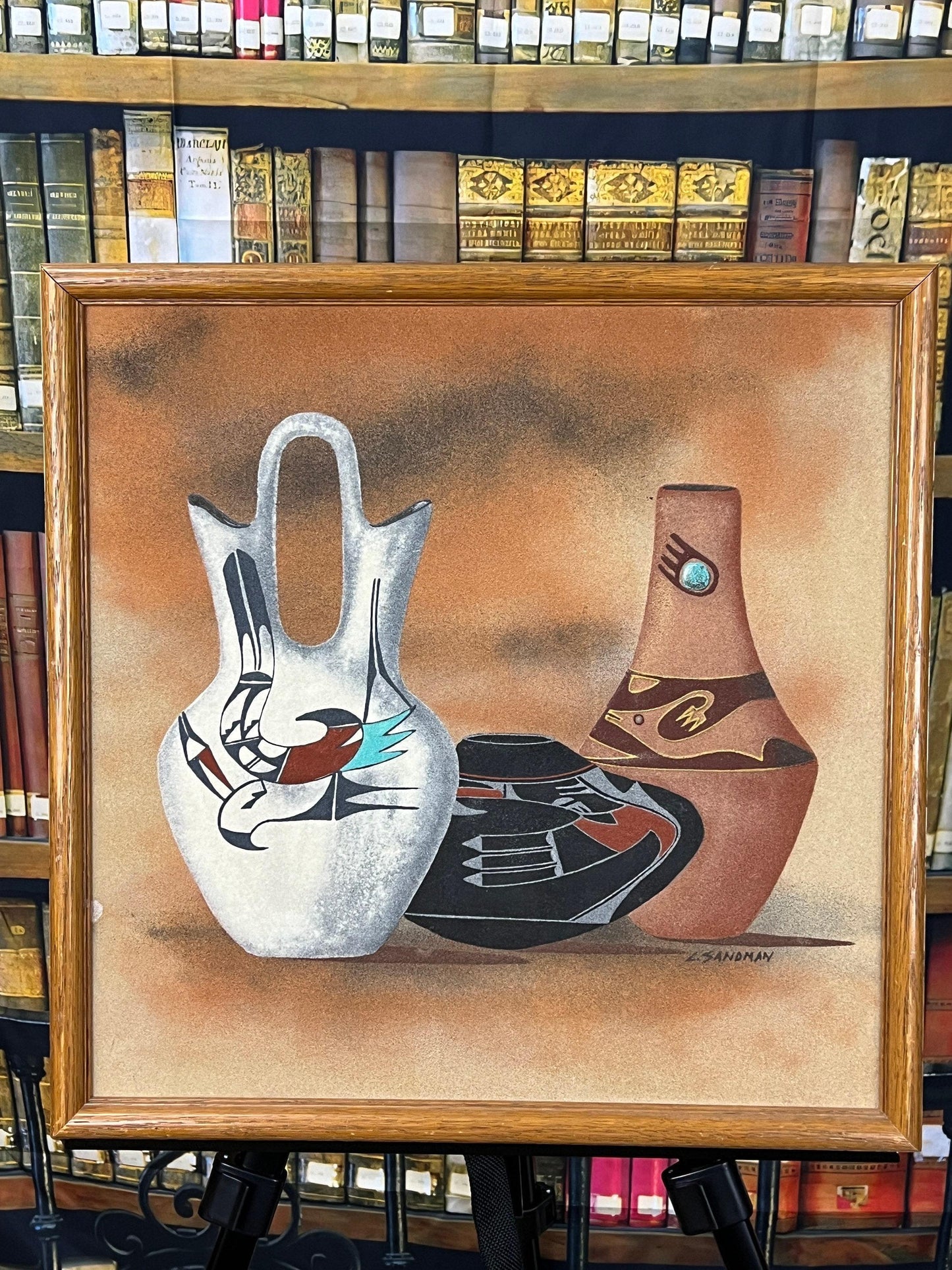 Signed L Sandman Art: Native American Acoma Wedding Vase (Ceramic)