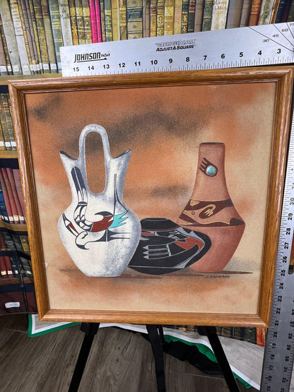 Signed L Sandman Art: Native American Acoma Wedding Vase (Ceramic)