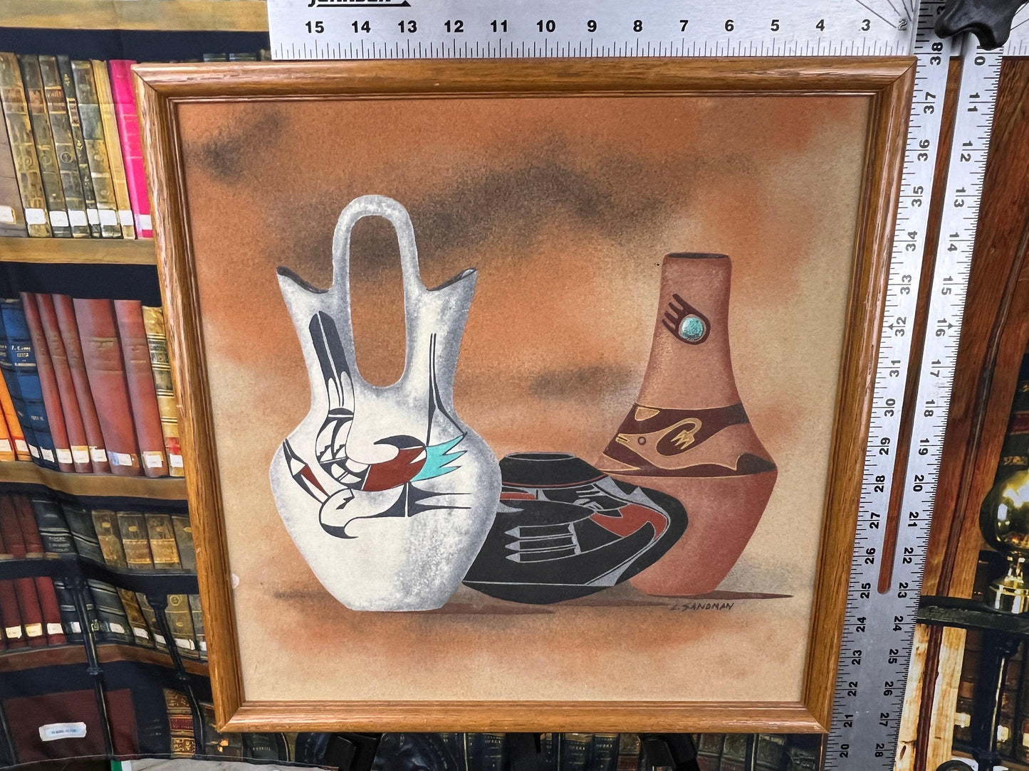 Signed L Sandman Art: Native American Acoma Wedding Vase (Ceramic)