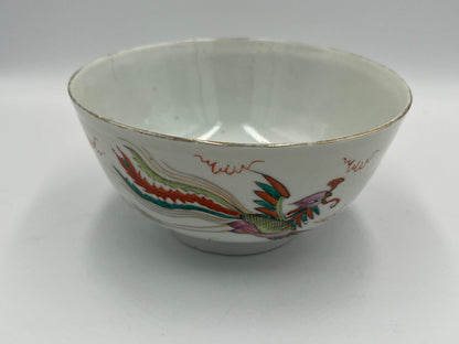 Porcelain Bowl: Vintage Dragon and Phoenix Motif - 6 Inch Diameter