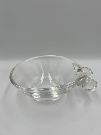 Steuben Crystal Bowl - Vintage 1980s Clear Glass with Scroll Handles