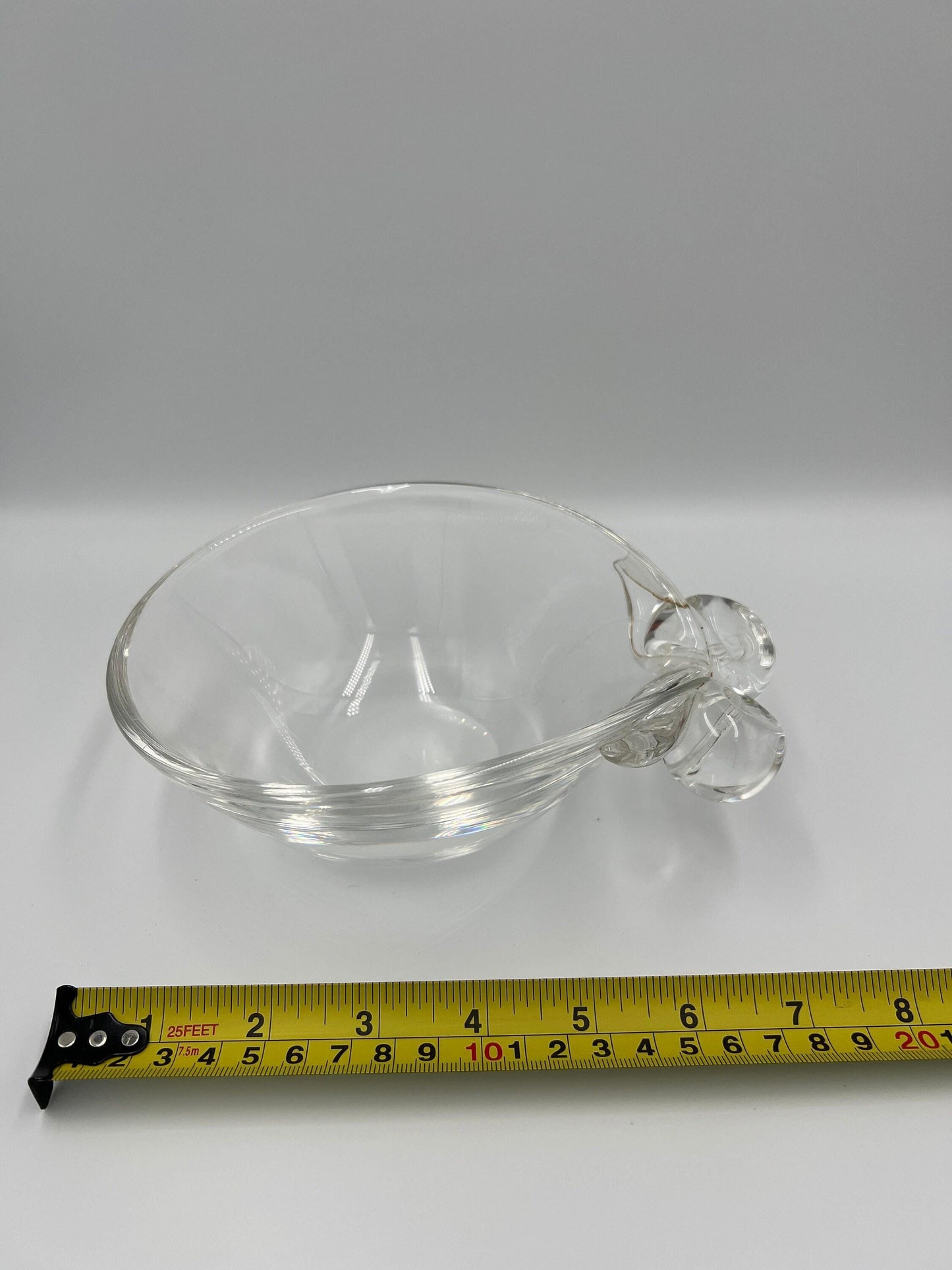 Steuben Crystal Bowl - Vintage 1980s Clear Glass with Scroll Handles