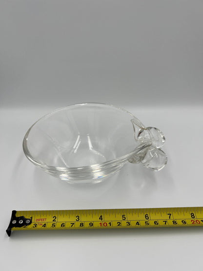 Steuben Crystal Bowl - Vintage 1980s Clear Glass with Scroll Handles