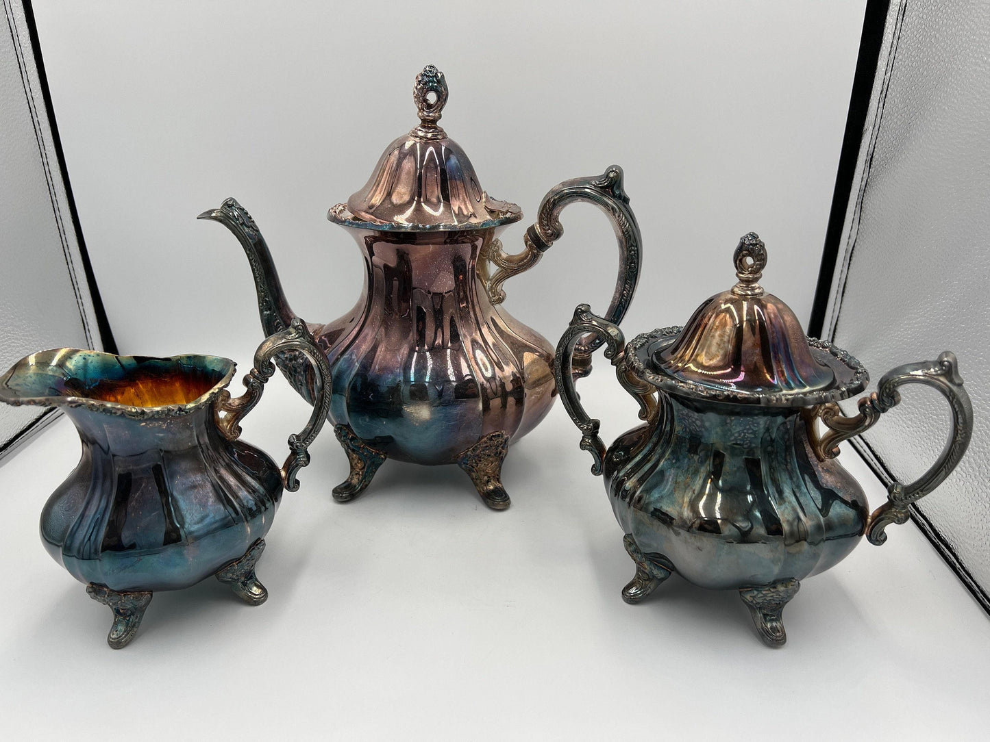 Vintage Silver Coffee and Tea Set (Pot, Creamer & Sugar Bowl)