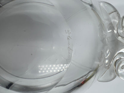 Steuben Crystal Bowl - Vintage 1980s Clear Glass with Scroll Handles