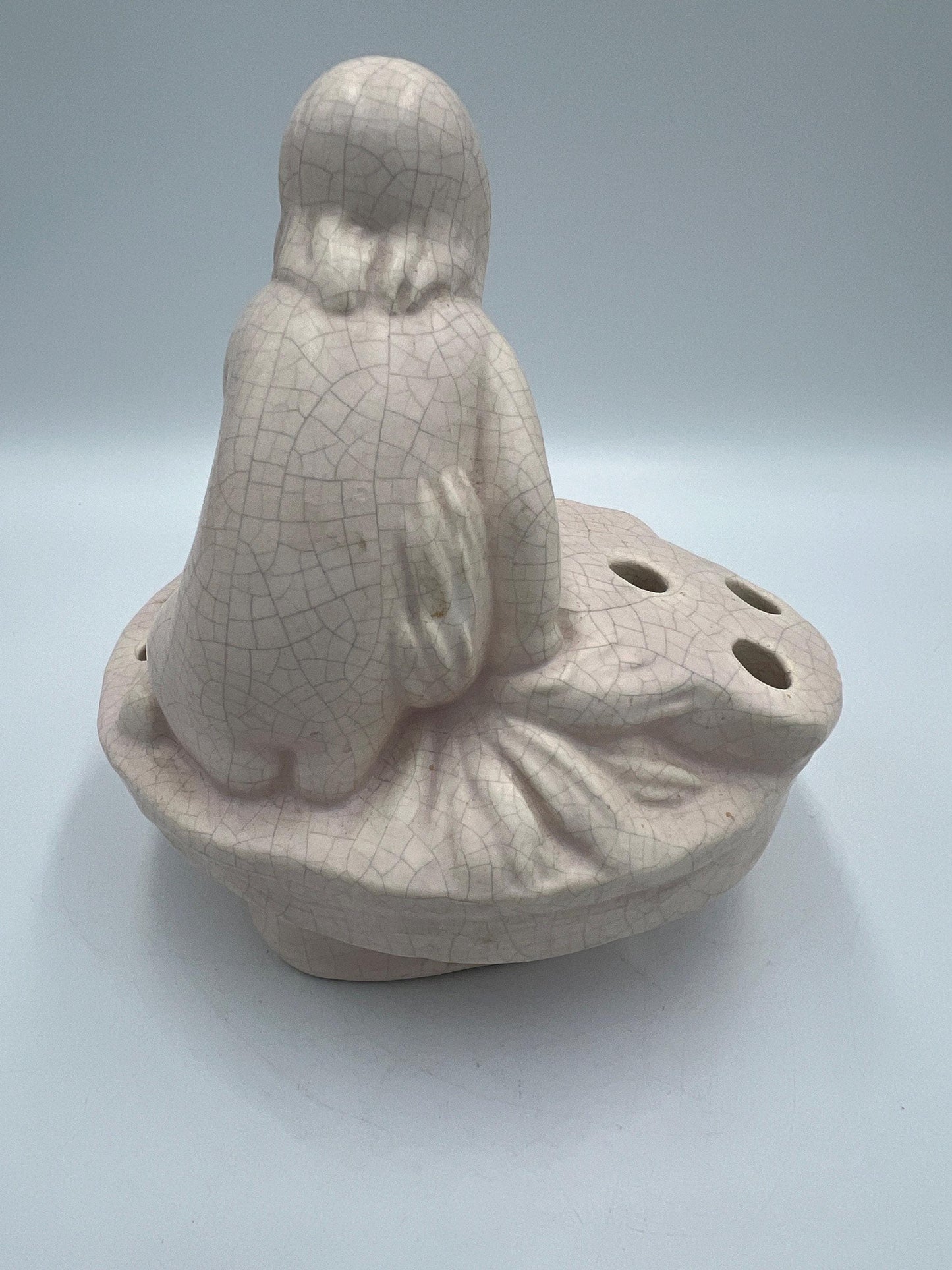 Weller Pottery Girl at Pond Vase - Light Pink with Duck and Frog