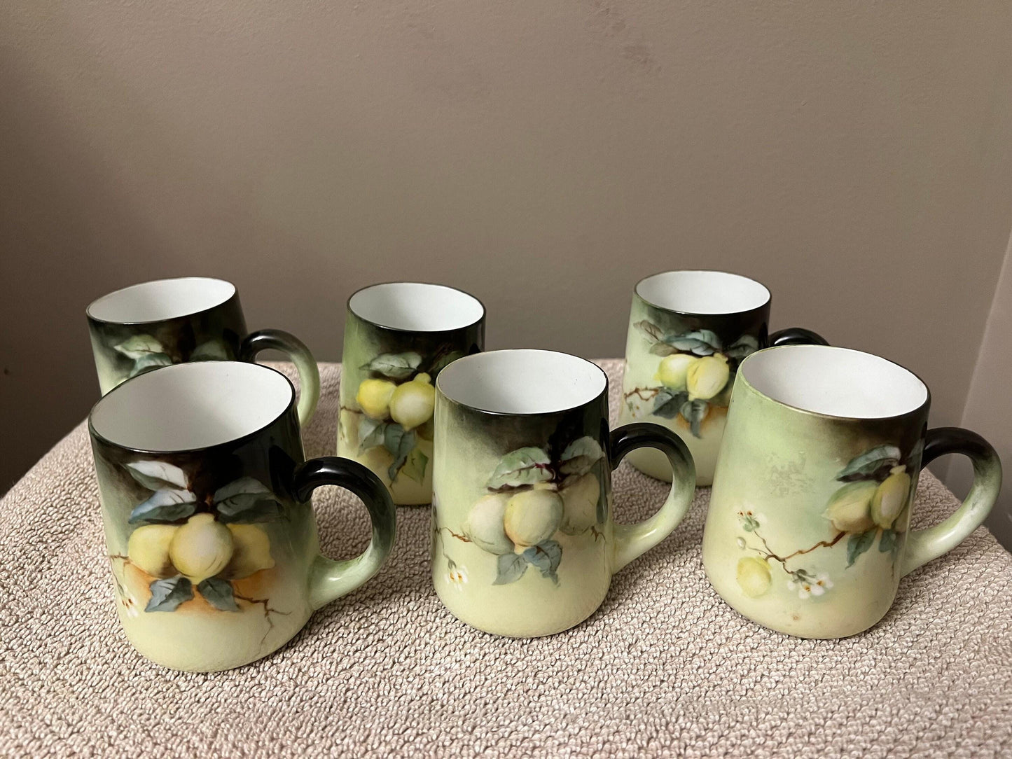 Bavarian, Hand-Painted Cider/Lemonade Pitcher/Jug with 6 cups VINTAGE