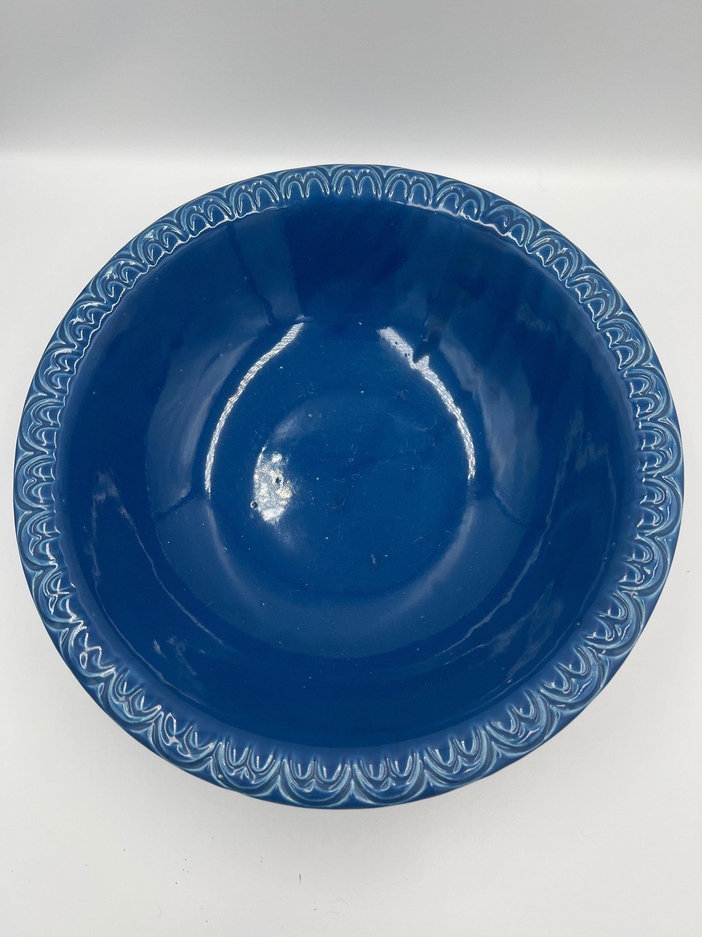 Blue Turkey Pitcher and Basin - Mid Century McCoy Pottery Set