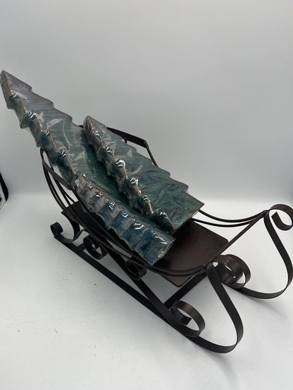 Valerie Parr Hill Candles Christmas Trees Set of 3 with Metal Sled