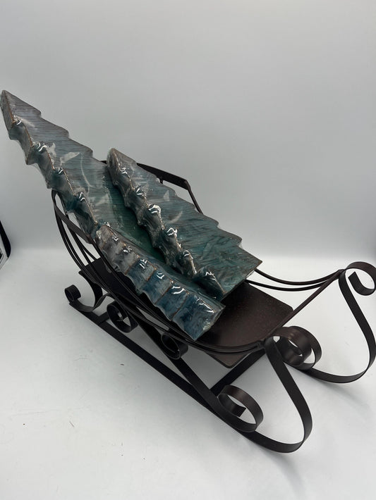 Valerie Parr Hill Candles Christmas Trees Set of 3 with Metal Sled