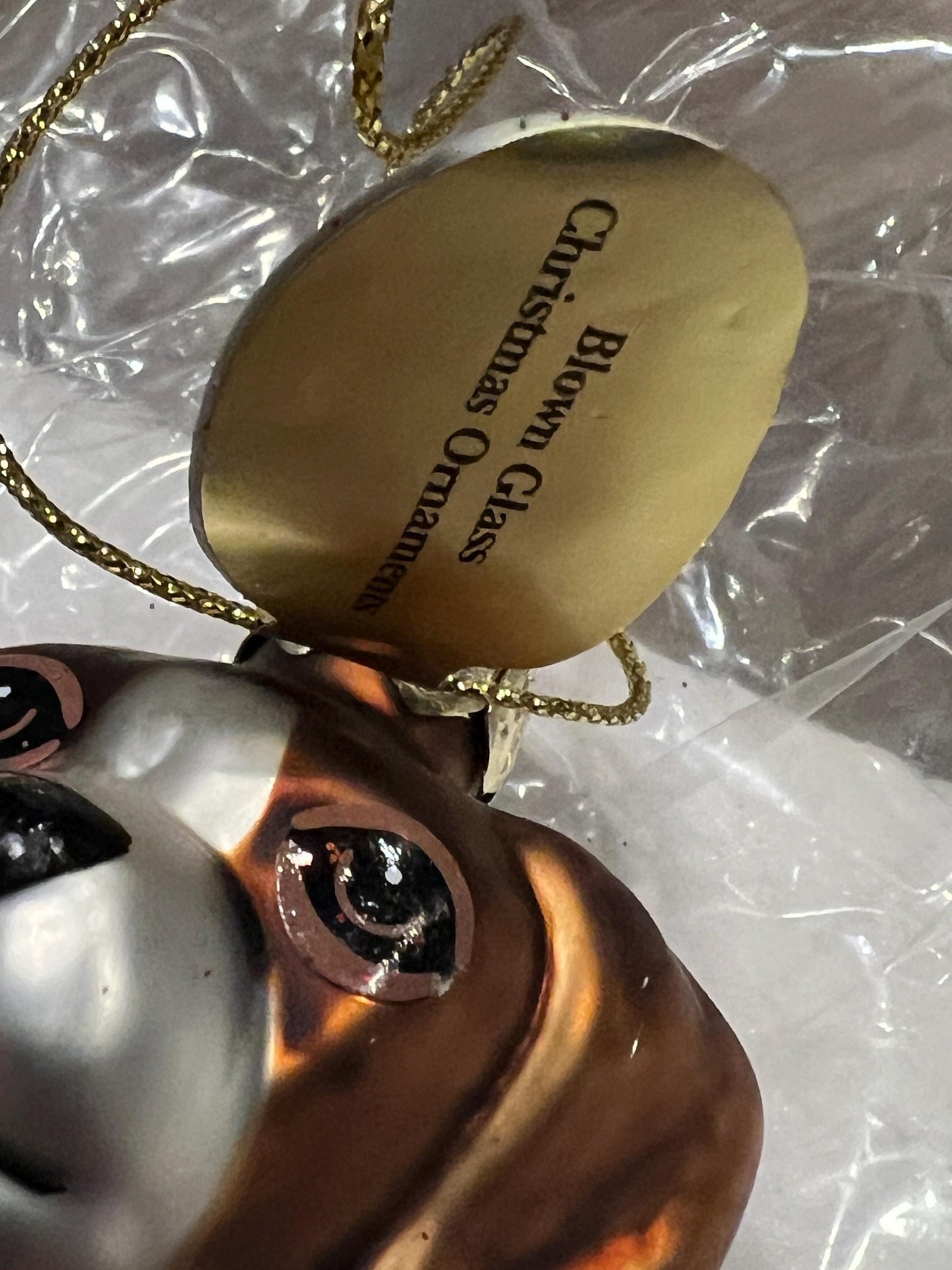 Christmas tree ornaments Blown Glass - Danbury Mint - Dog and Wreath