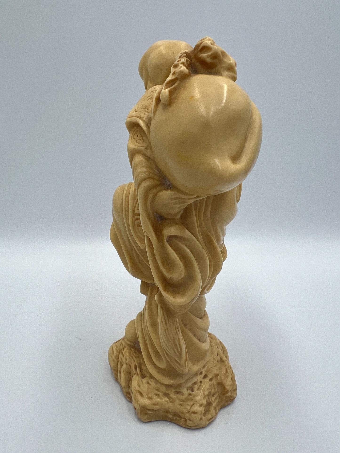 Asian Boxwood Figure: Hand Carved Wood Statue - Rustic Decorative Art