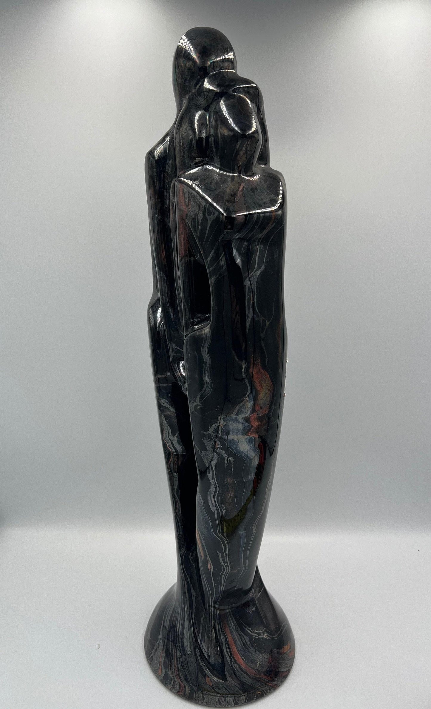 Haeger Couple Statue, Glossy Black Ceramic Embrace (1994 Vintage)