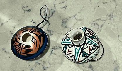 Seed Pot Ornaments: Native American Miniature Pottery (Signed, Pair)