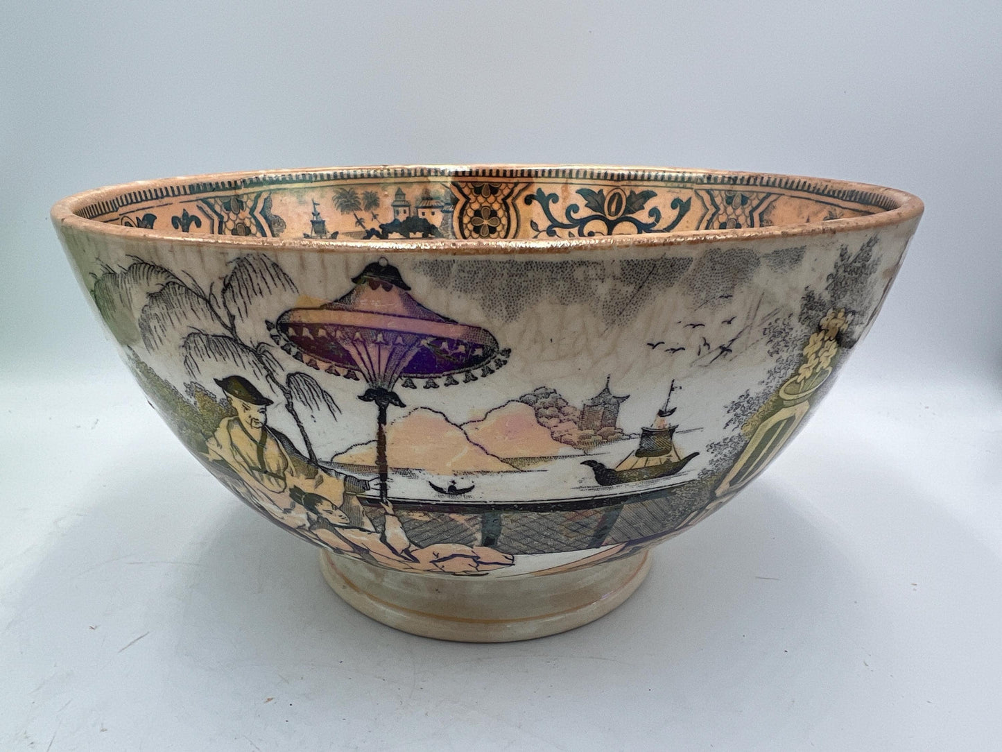 Pajong Pattern Rice Bowl: Vintage Dutch Ceramic (7.5" Diameter)