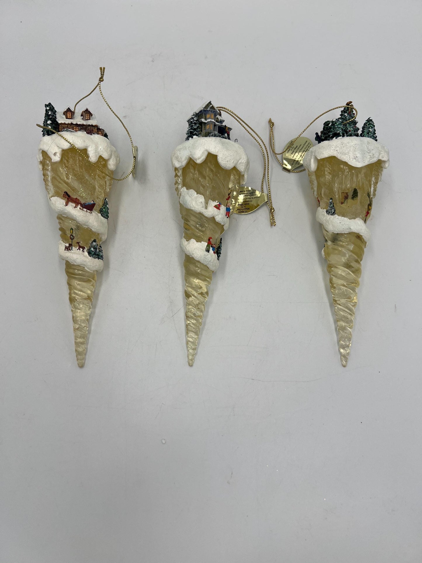 Thomas Kinkade Icicle Village Ornaments 3 Different Sets Available