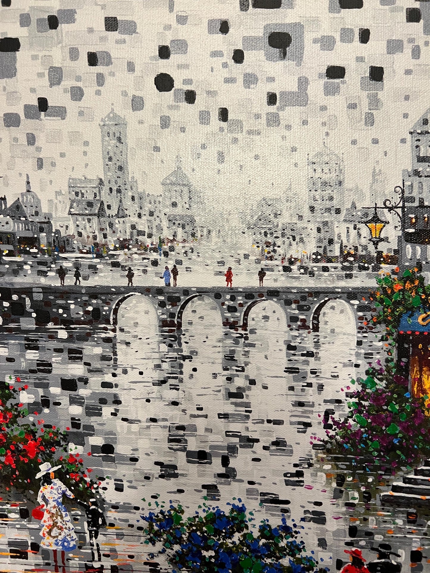 Pont des Arts Artwork: Vibrant Paris Bridge - Solomon Hwang - Signed with COA