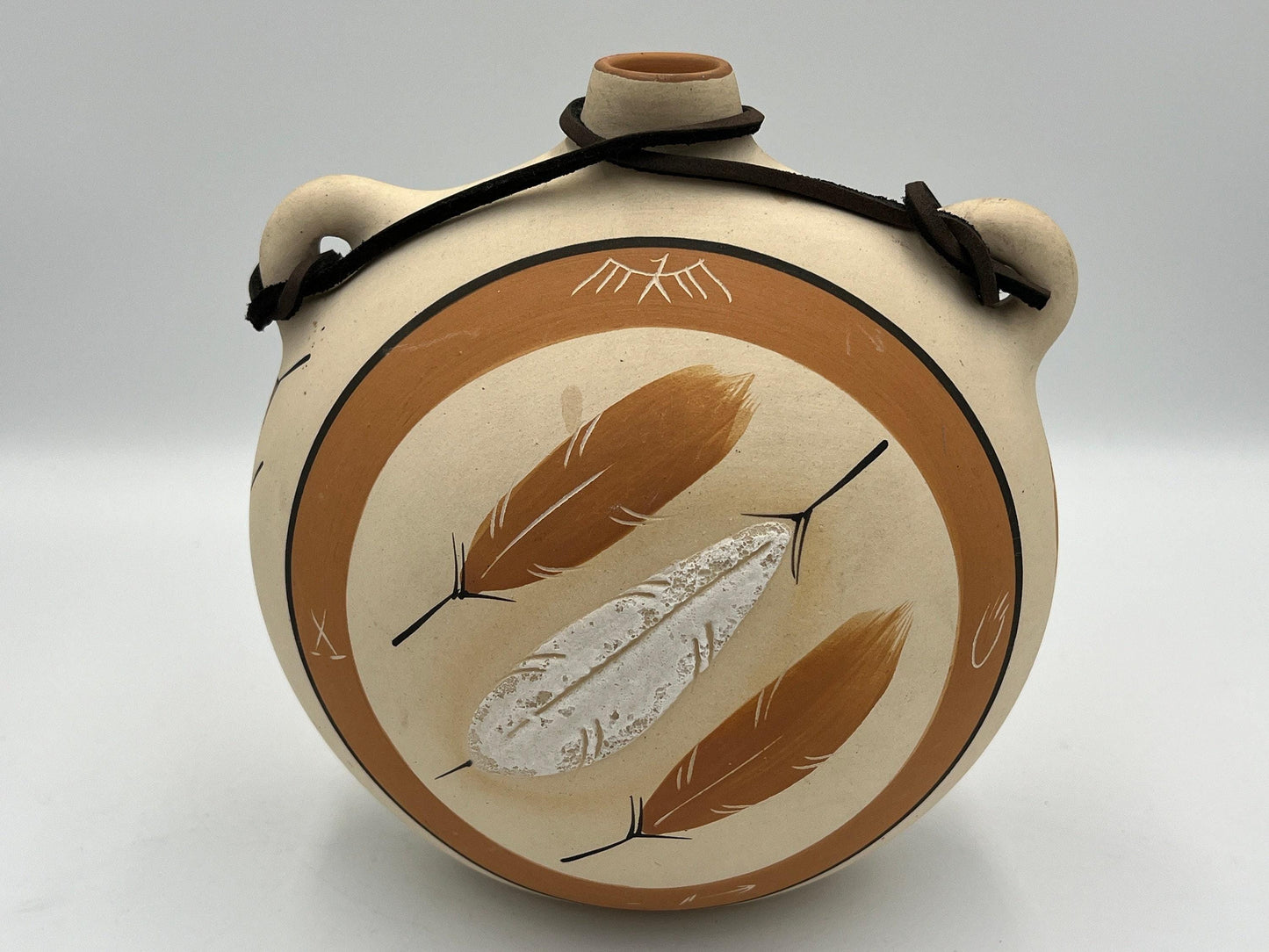 Vintage Hand-Painted Native American Pottery, Desert Pueblo 'Buckskin'