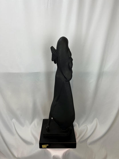 Woman Statue by David Fisher: Tall Black Resin - 1980s Mod Style