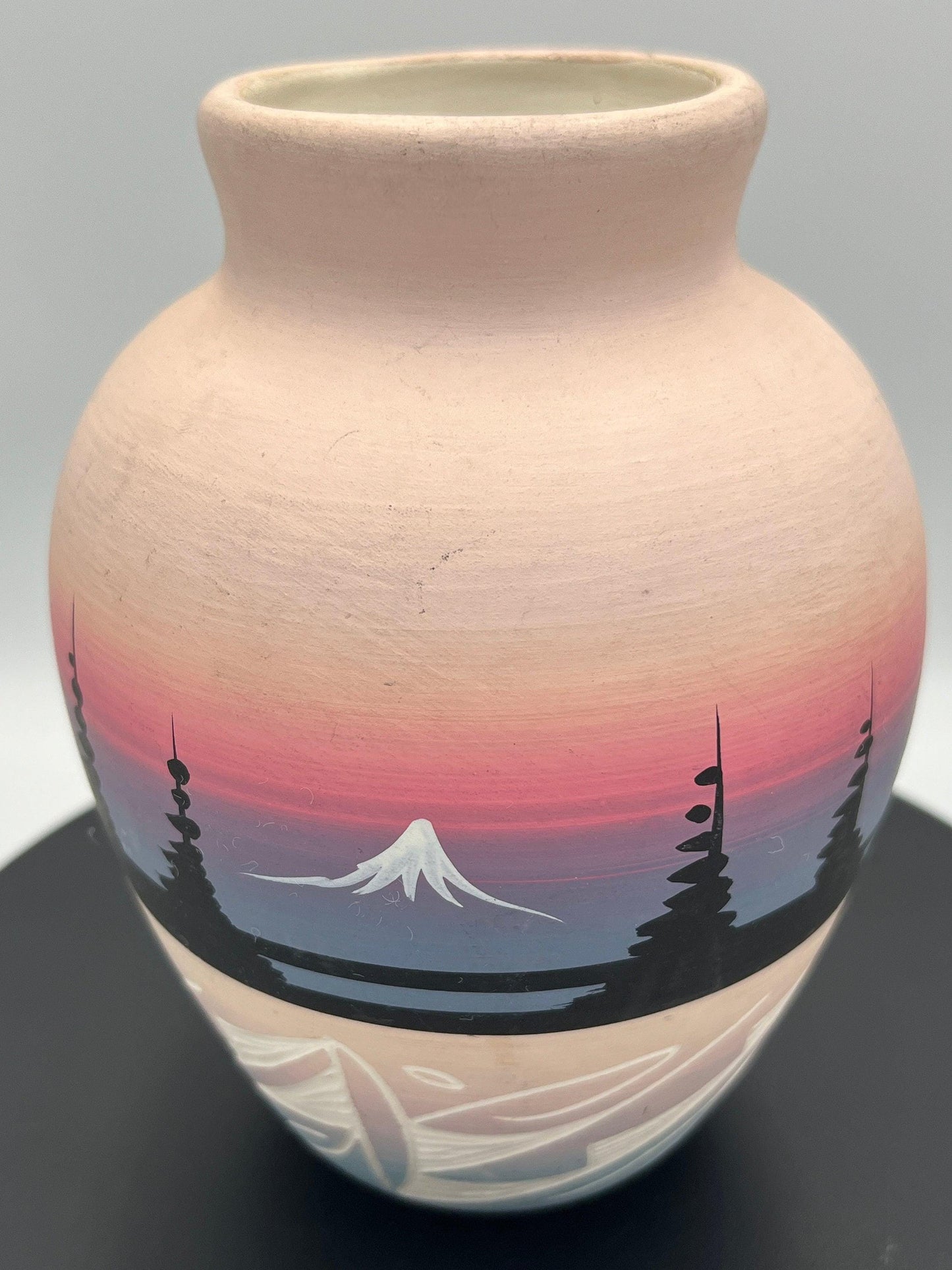 Navajo pottery Vase, Landscape with Tee Pee Signed