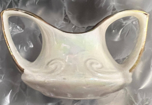 Vintage Mini Cream & Sugar Set: Pearl China with Gold Trim (4 inch)