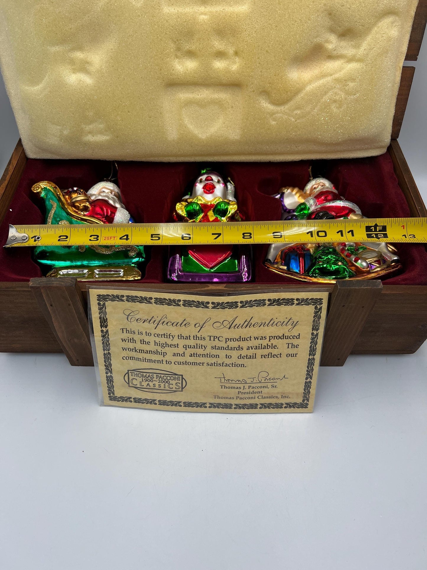 Vintage Thomas Pacconi Christmas Ornaments: Set of 3 Large 6-Inch
