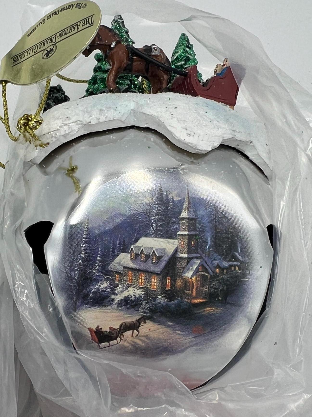 Christmas tree ornaments Ashton Drake Thomas Kinkaid Sleigh Bells Set of 3