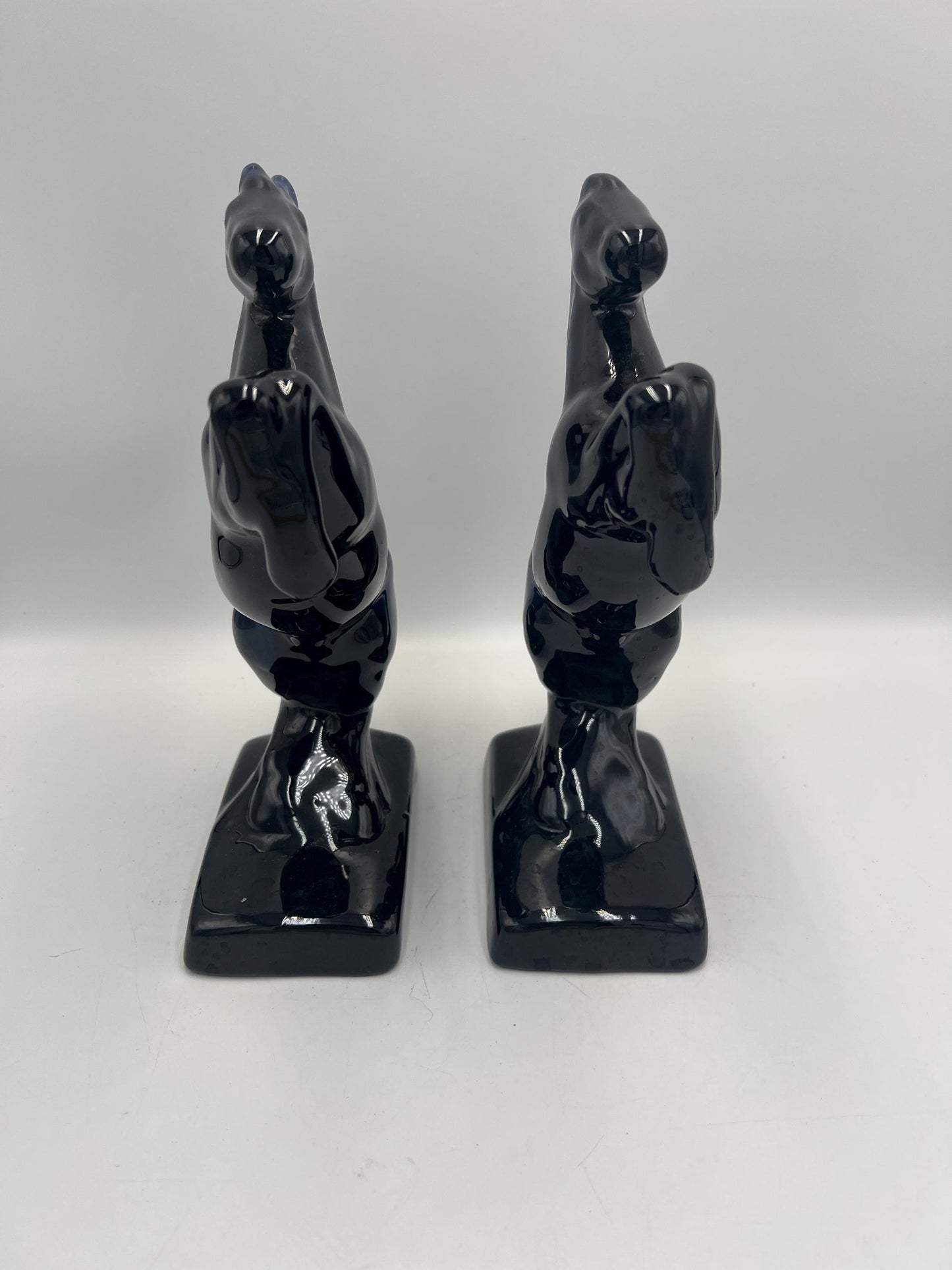 Blue Mountain Pottery Horses / Pair of Cobalt Blue Drip BMP Rearing Horses / Set of BMP Horse Bookends / BMP Canada